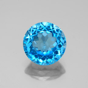 Topaze bleue naturelle coupe roude, 3,42 ct, VS