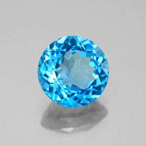 Topaze bleue naturelle coupe roude, 3,42 ct, VS