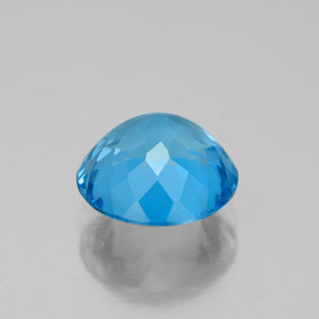 Topaze bleue naturelle coupe roude, 3,42 ct, VS