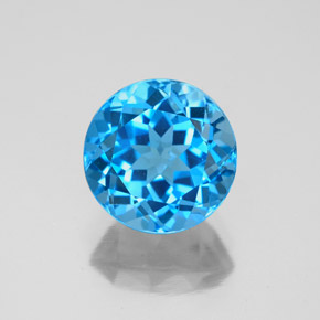 Topaze bleue naturelle coupe roude, 3,38 ct, VVS