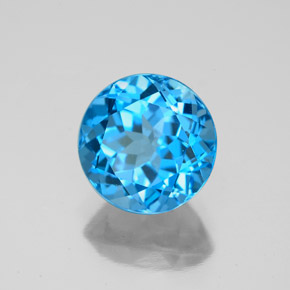 Topaze bleue naturelle coupe roude, 3,38 ct, VVS