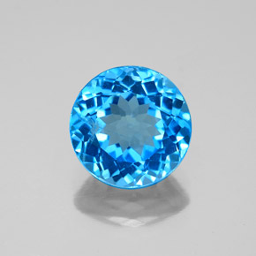 Topaze bleue naturelle coupe roude, 3,21 ct, SI