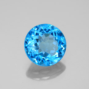 Topaze bleue naturelle coupe roude, 3,21 ct, SI