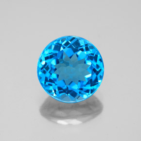 Topaze bleue naturelle coupe roude, 3,20 ct, VVS