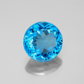 Topaze bleue naturelle coupe roude, 3,20 ct, VVS