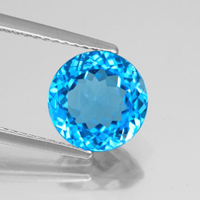 Topaze bleue naturelle coupe roude, 3,36 ct, VS