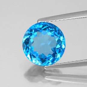 Topaze bleue naturelle coupe roude, 3,36 ct, VS