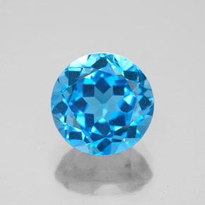 Topaze bleue naturelle coupe roude, 3,75 ct, VVS