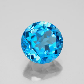 Topaze bleue naturelle coupe roude, 3,75 ct, VVS