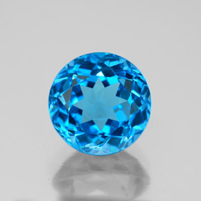 Topaze bleue naturelle coupe roude, 3,87 ct, VVS-VS