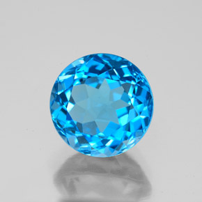 Topaze bleue naturelle coupe roude, 3,87 ct, VVS-VS