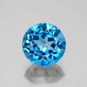 Topaze bleue naturelle coupe roude, 3,55 ct, VVS-VS