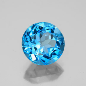 Topaze bleue naturelle coupe roude, 3,55 ct, VVS-VS