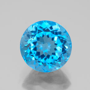 Topaze bleue naturelle coupe roude, 3,74 ct, VVS-VS