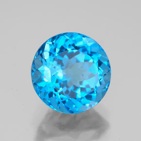 Topaze bleue naturelle coupe roude, 3,74 ct, VVS-VS