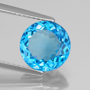 Topaze bleue naturelle coupe roude, 3,09 ct, VS