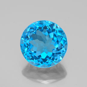 Topaze bleue naturelle coupe roude, 3,34 ct, VVS