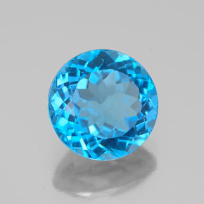 Topaze bleue naturelle coupe roude, 3,34 ct, VVS