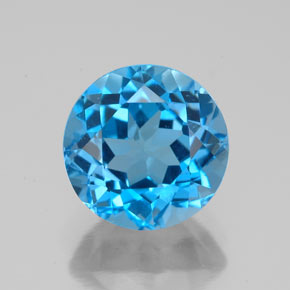 Topaze bleue naturelle coupe roude, 3,72 ct, VVS