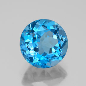 Topaze bleue naturelle coupe roude, 3,72 ct, VVS