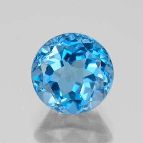 Topaze bleue naturelle coupe roude, 3,63 ct, VVS
