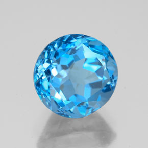 Topaze bleue naturelle coupe roude, 3,63 ct, VVS
