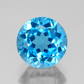 Topaze bleue naturelle coupe roude, 3,27 ct, VVS