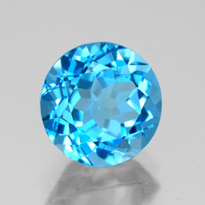 Topaze bleue naturelle coupe roude, 3,27 ct, VVS