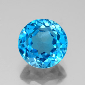 Topaze bleue naturelle coupe roude, 3,42 ct, VS-SI