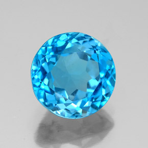 Topaze bleue naturelle coupe roude, 3,42 ct, VS-SI