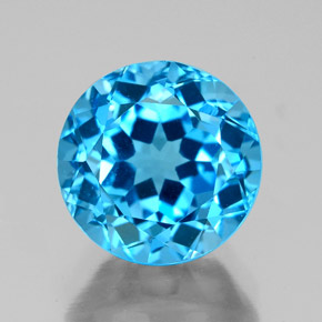 Topaze bleue naturelle coupe roude, 3,95 ct, VS