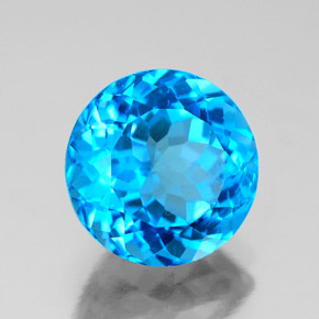 Topaze bleue naturelle coupe roude, 3,77 ct, VS-SI