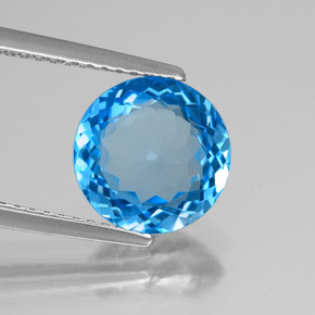 Topaze bleue naturelle coupe roude, 2,96 ct, VVS-VS