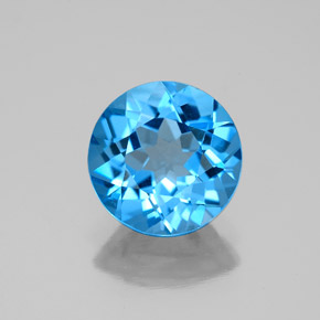 Topaze bleue naturelle coupe roude, 2,93 ct, VVS
