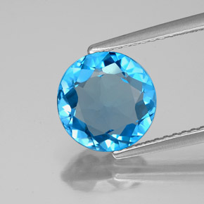 Topaze bleue naturelle coupe roude, 2,86 ct, VVS-VS