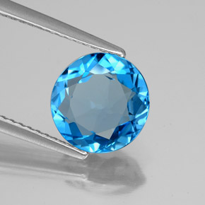 Topaze bleue naturelle coupe roude, 2,86 ct, VVS-VS
