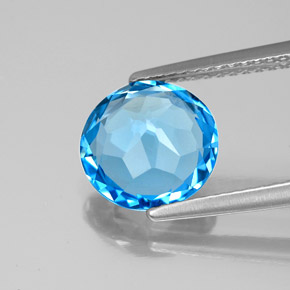 Topaze bleue naturelle coupe roude, 2,86 ct, VVS-VS