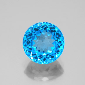 Topaze bleue naturelle coupe roude, 3,80 ct, VS-SI