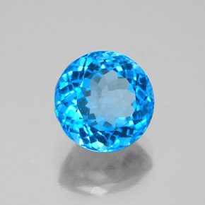 Topaze bleue naturelle coupe roude, 3,80 ct, VS-SI