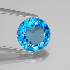 Topaze bleue naturelle coupe roude, 3,03 ct, VS-SI