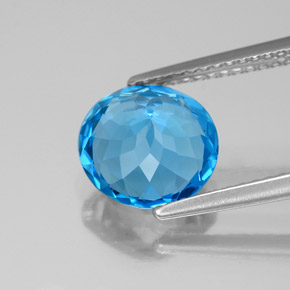 Topaze bleue naturelle coupe roude, 3,03 ct, VS-SI