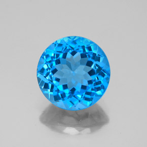 Topaze bleue naturelle coupe roude, 3,58 ct, VS-SI