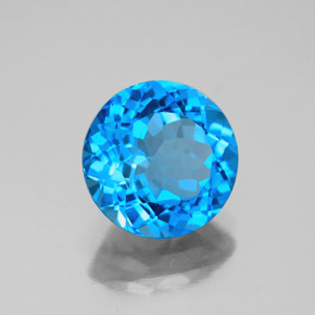 Topaze bleue naturelle coupe roude, 3,58 ct, VS-SI