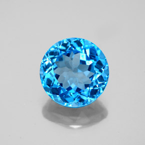 Topaze bleue naturelle coupe roude, 3,27 ct, VS