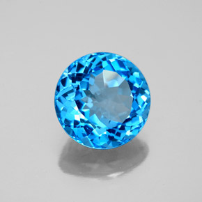 Topaze bleue naturelle coupe roude, 3,27 ct, VS