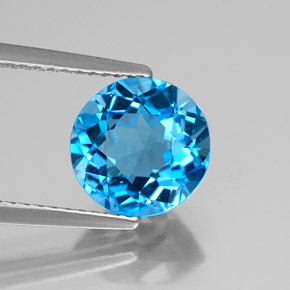 Topaze bleue naturelle coupe roude, 3,11 ct, VS