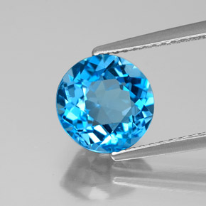 Topaze bleue naturelle coupe roude, 3,11 ct, VS