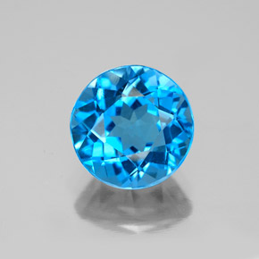 Topaze bleu suisse naturelle coupe roude, 3,30 ct, VS