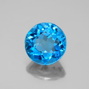 Topaze bleu suisse naturelle coupe roude, 3,30 ct, VS