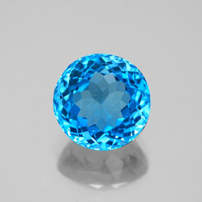 Topaze bleue naturelle coupe roude, 3,78 ct, VS-SI